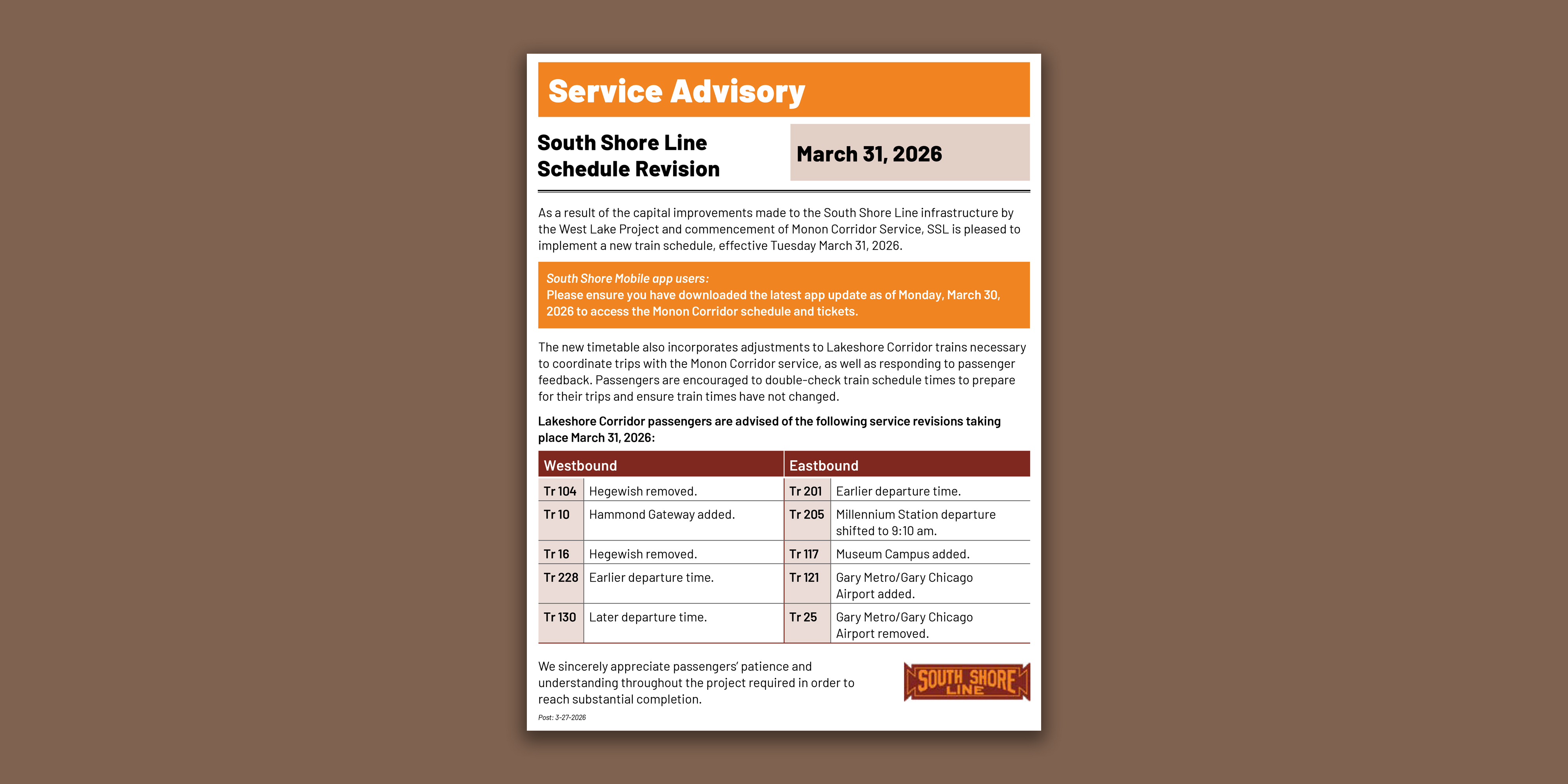 South Shore Line Redesign