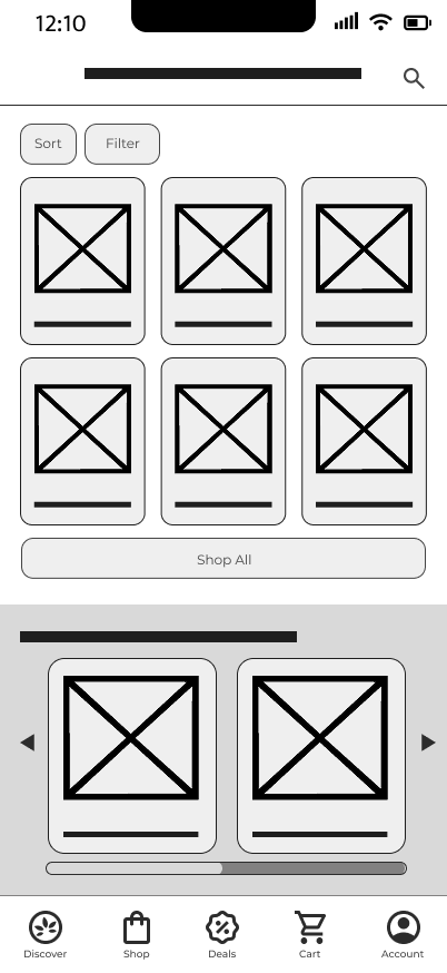 Wireframe, category of items page